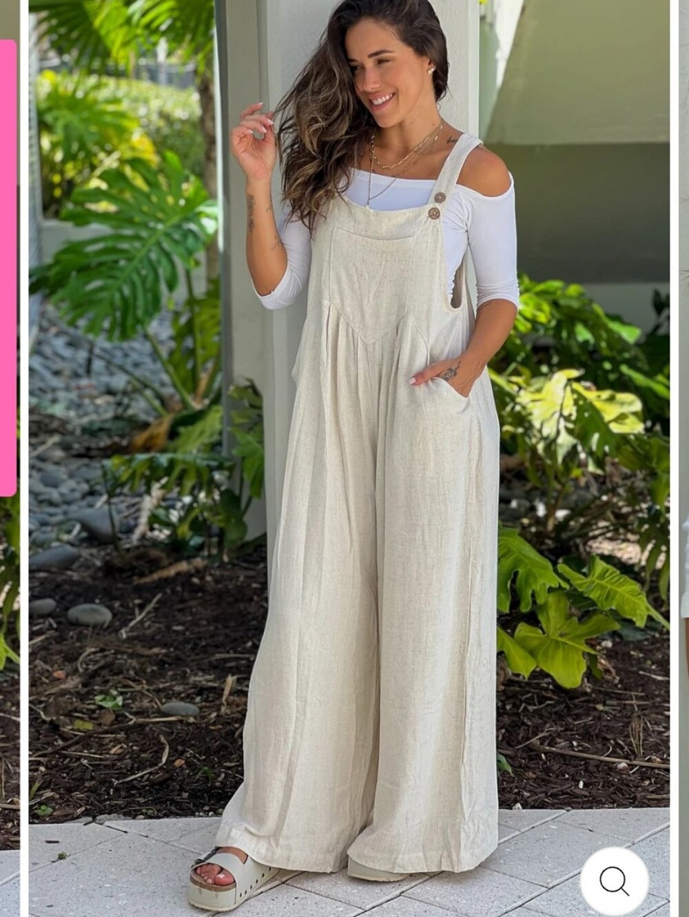 NWT ODDI Women's Cream Limen Wide-Leg Overalls Jumpsuit - Size 2XL